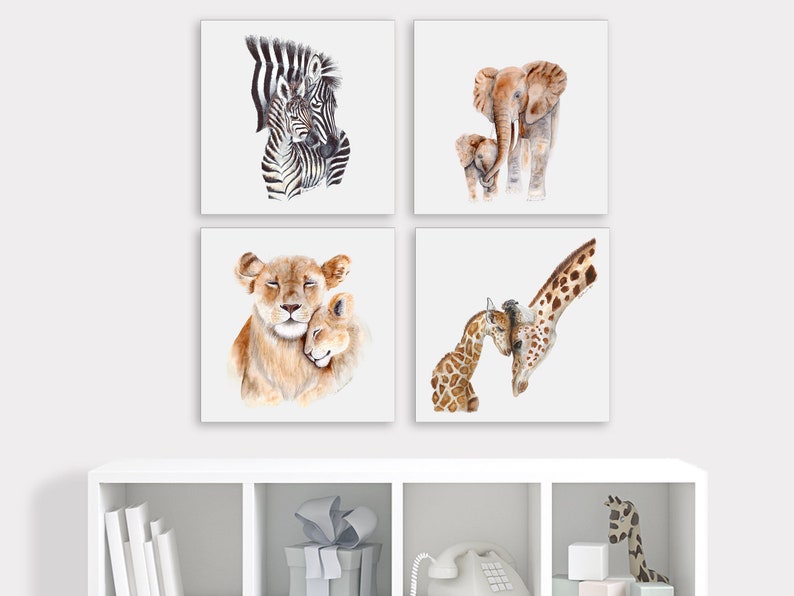 Safari Animal Canvas Nursery Art Canvas Wall Art Canvas Wall Etsy