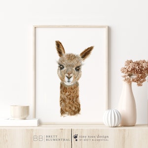 Llama Art - Llama Nursery Print - Baby Animal Print - Alpaca Watercolor Art - Llama Wall Decor - Farm Animal Nursery - Baby Gift