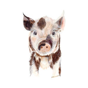 Set van 4 prints met boerderijdieren, muurdecoratie in boerderijstijl voor de kinderkamer. afbeelding 3