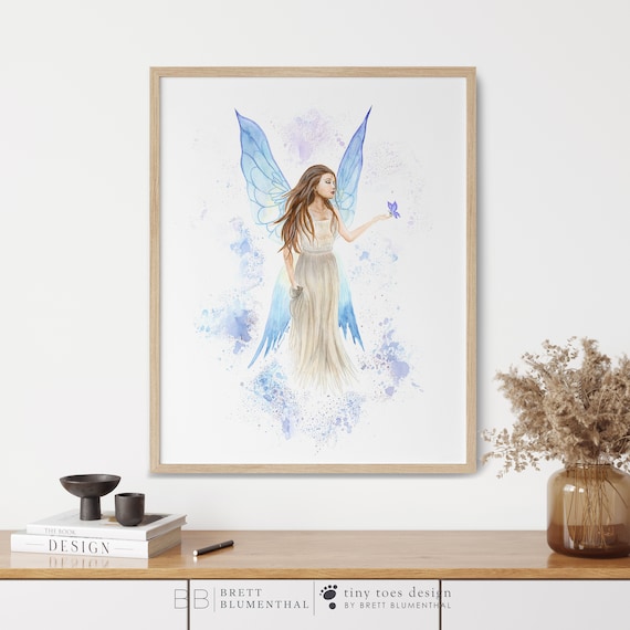 Fairy Painting, Fairy Nursery Print, Fantasy Wall Art, Fairy Watercolor Art, Fairy Art Print, Girl Room Decor, Fantasy Nursery Art