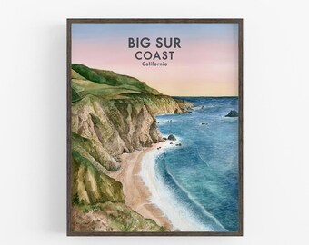 Muurdecoratie met kustmotief van Big Sur, Californië, print van de Pacifische kust.