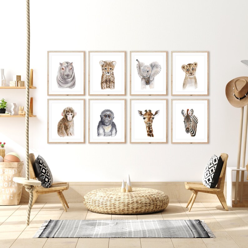 Safari Animal Nursery Baby Cheetah Print Animal Art Cheetah Etsy