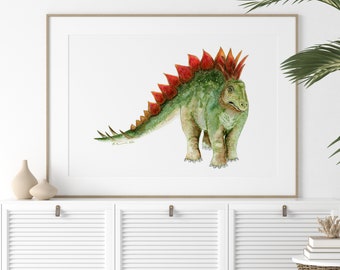 Stegosaurus Watercolor - Dinosaur Nursery Art - Dinosaur Print - Kids Dinosaur Art - Boy Room Wall Decor - Kids Wall Art - Dinosaur Decor
