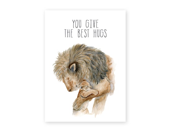 Lion Card for Dad, New Father Greeting Card, Dad and Baby Lions Fathers Day Card, for Dad to Be, Father's Day Gift, from Child to Father