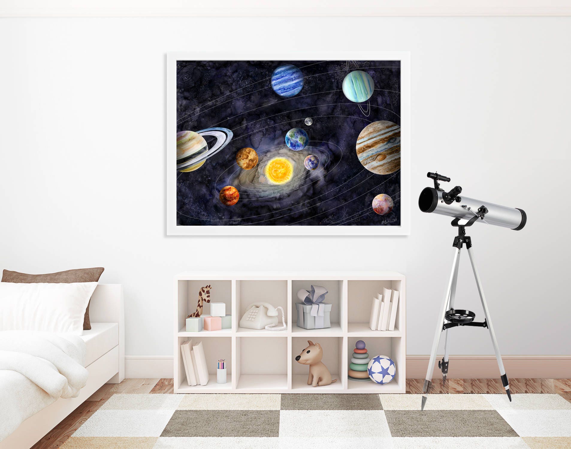 Solar System Art - Space Nursery Decor - Kids Room Decor - Space Print ...