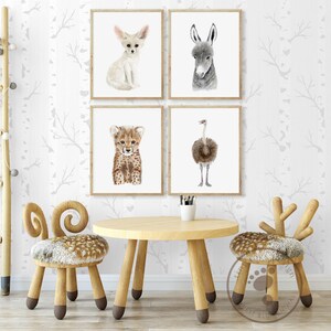 Fennek Fuchs Kinderzimmer Druck, Aquarell Safari Wandkunst Bild 9