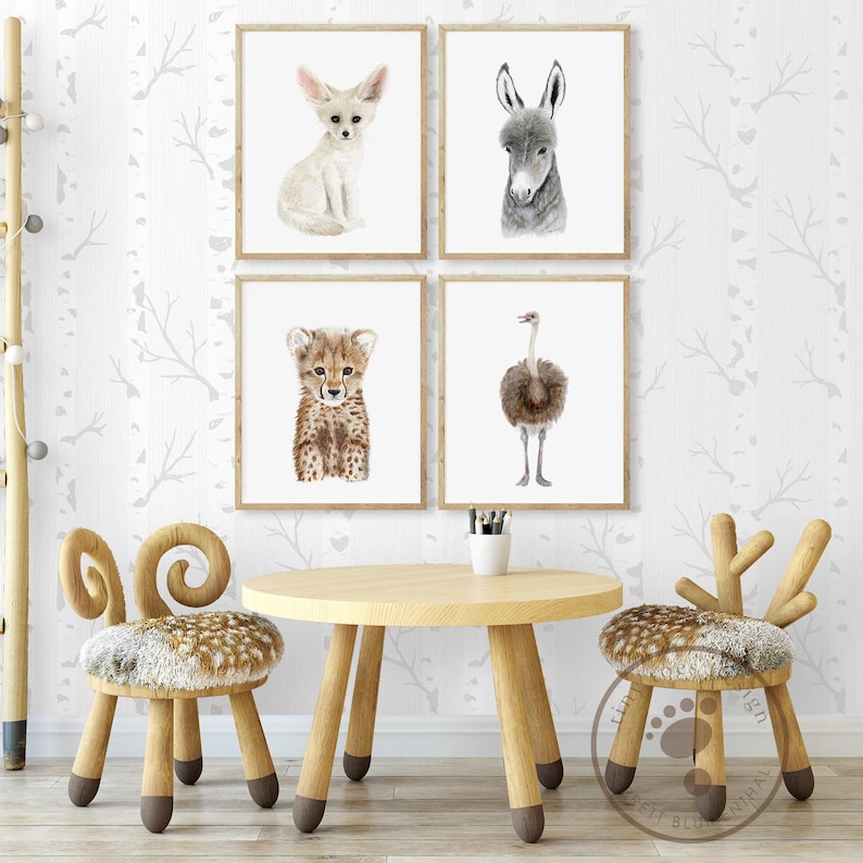 Fennek Fuchs Kinderzimmer Druck, Aquarell Safari Wandkunst Bild 9