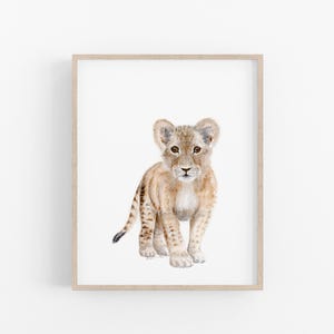 Lion Cub Nursery Print, Watercolor Jungle Decor