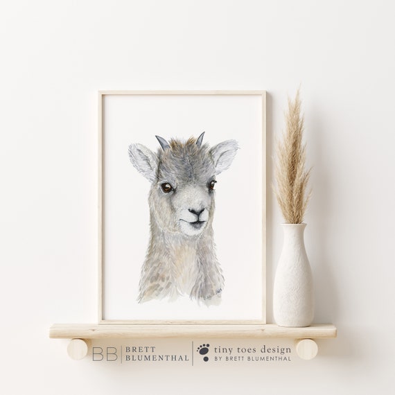 Baby Sheep Print, Lamb Nursery Art, Watercolor Lamb, Bighorn Sheep Art, Mountain Sheep Wall Art, Big Horn Baby Sheep, Desert Nursery Decor