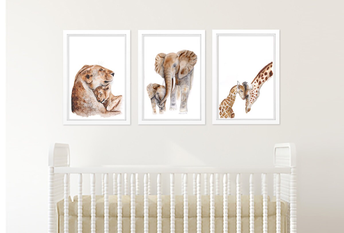 Baby Animal Art Elephant Nursery Art Safari Nursery Etsy