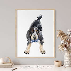 Bluetick Coonhound - Puppy Nursery Decor - Coonhound Art - Puppy Print - Dog Painting - Pet Gift - University of Tennessee - Louisiana Pup