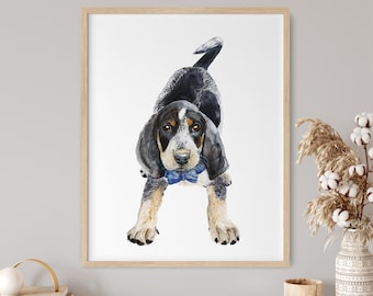 Bluetick Coonhound - Puppy Nursery Decor - Coonhound Art - Puppy Print - Dog Painting - Pet Gift - University of Tennessee - Louisiana Pup