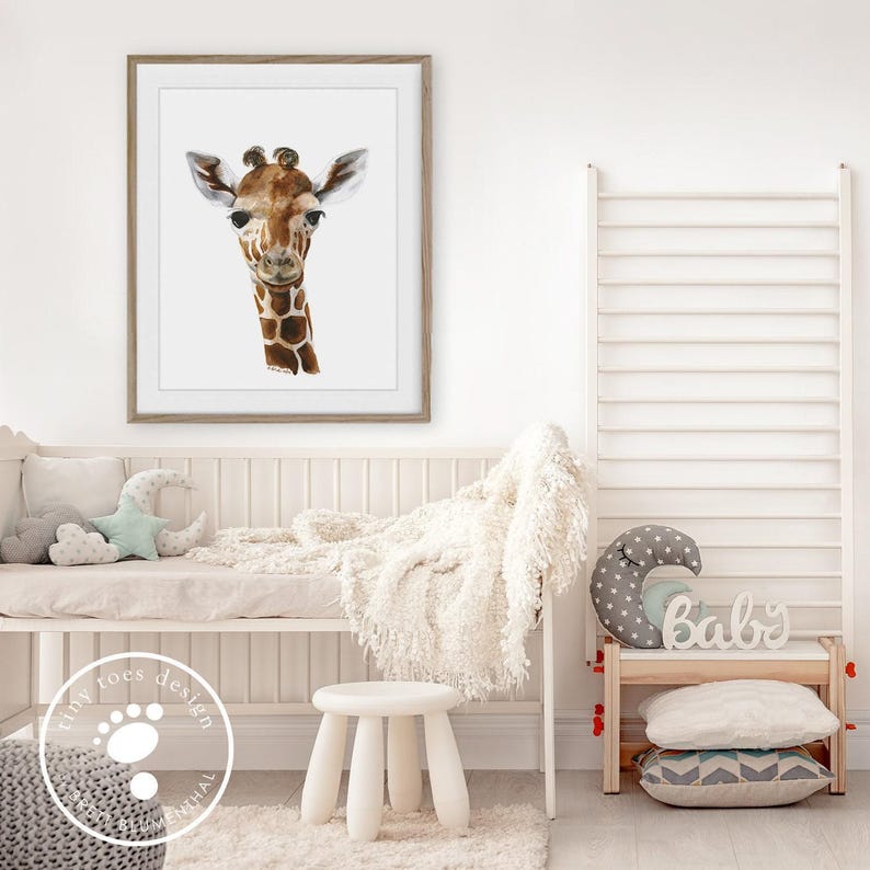 Giraffe Nursery Art, Safari WatercolorPlayroom Decor image 4