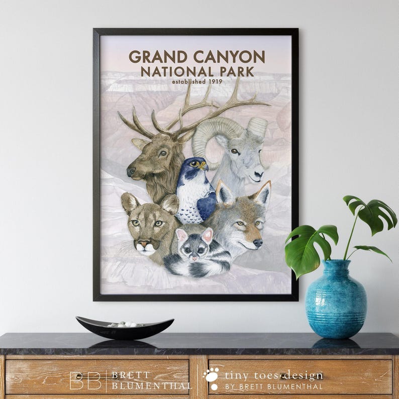 Arte de parede do Parque Nacional do Grand Canyon, impressão de vida selvagem do deserto imagem 5