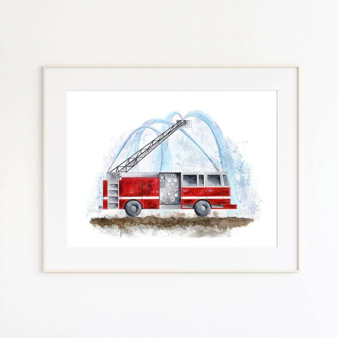 Toddler Room Decor Fire Truck Nursery Art Fire Truck Print Toddler Art ...
