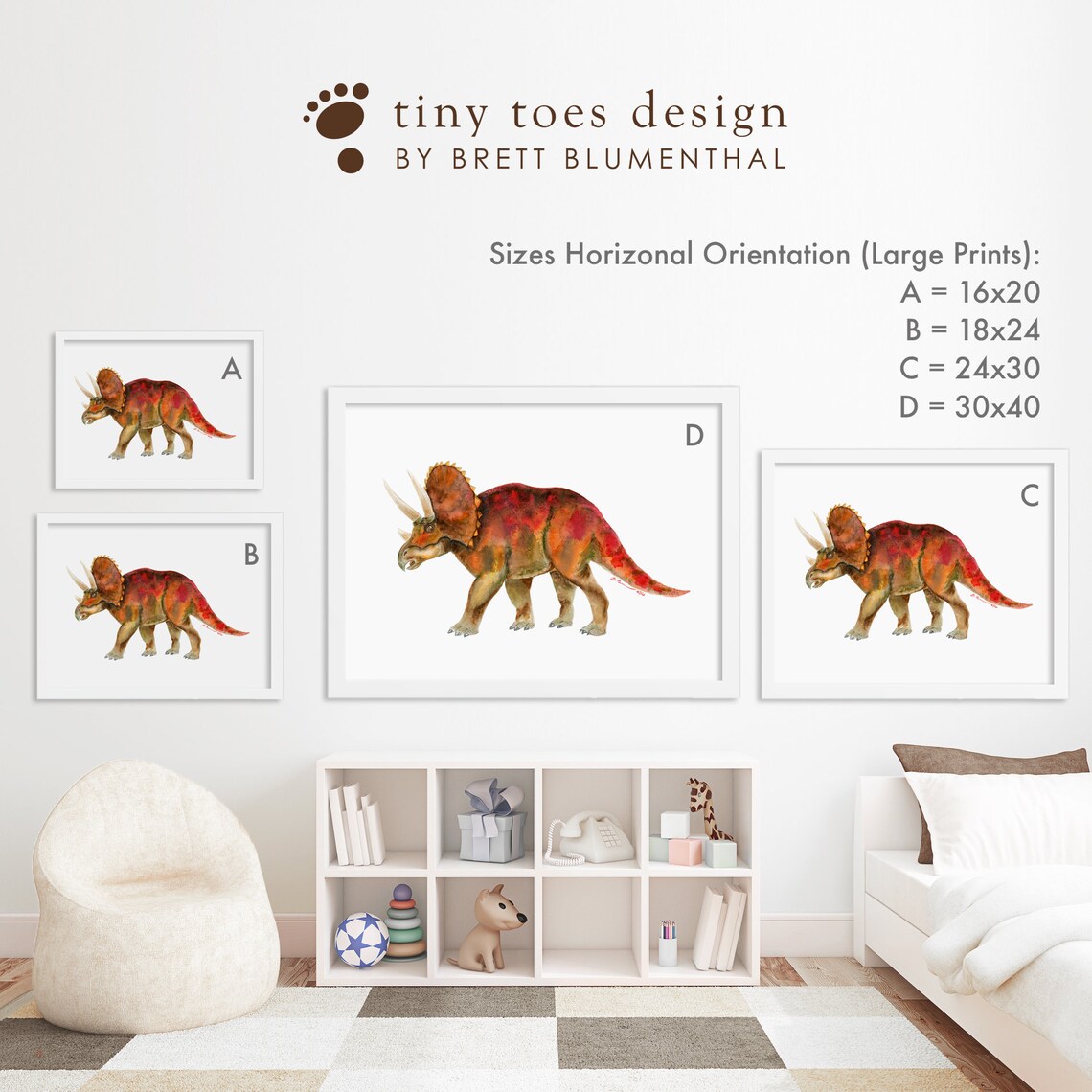 Dinosaur Print Set Dino Nursery Wall Art Kids Room Decor | Etsy