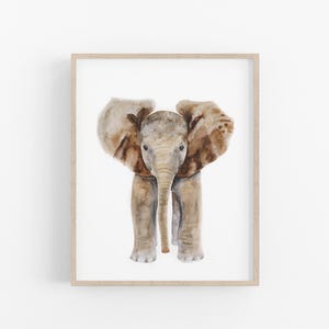 Elephant Pediatrician Wall Art, Watercolor Safari Animal Print