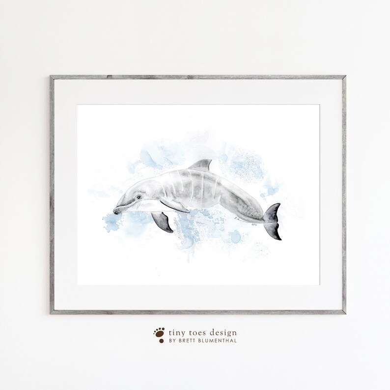 a picture of a dolphin in watercolor on a white background