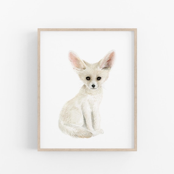 Fennec Fox Nursery Print, Watercolor Safari Wall Art