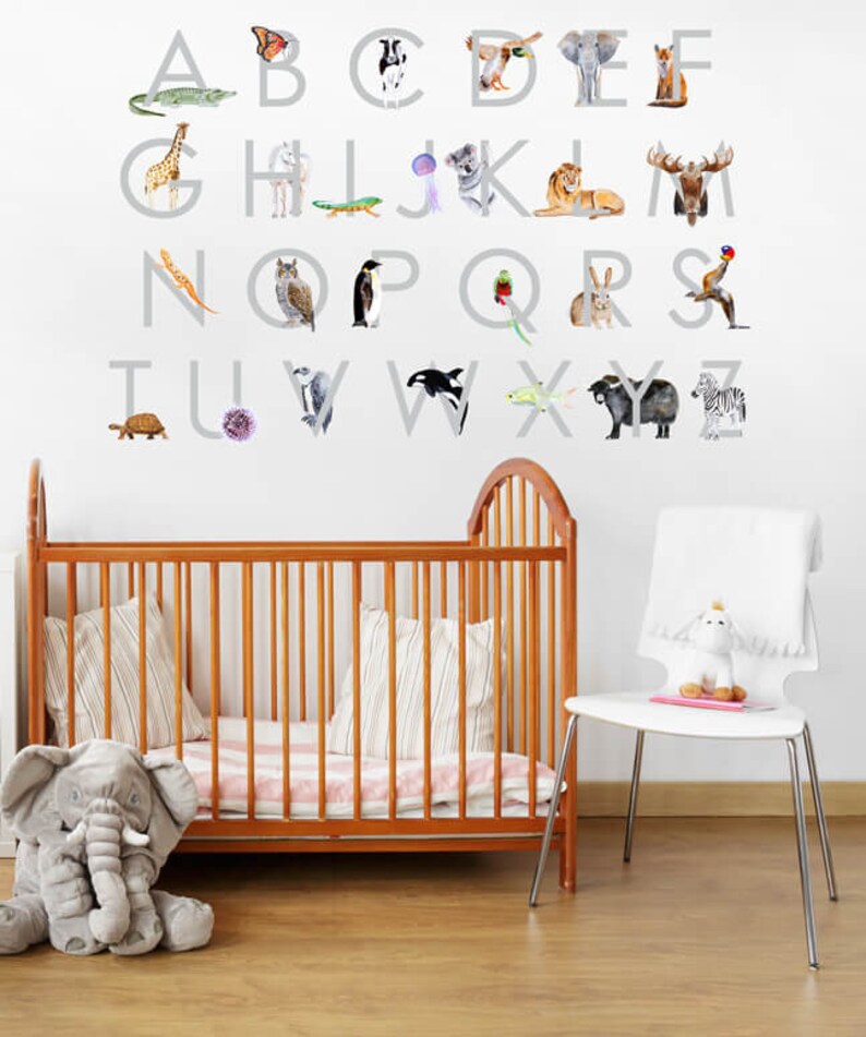 Alphabet Fabric Wall Decals Nursery Wall Art ABC Peel & Etsy