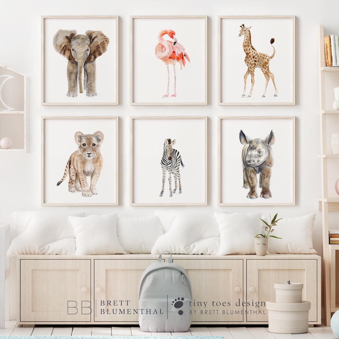 Elegant Safari Animal Art Print Set | 6 Neutral Decor Pieces for Kids ...