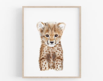 Gepard Nursery Print, Aquarell Safari Wandkunst
