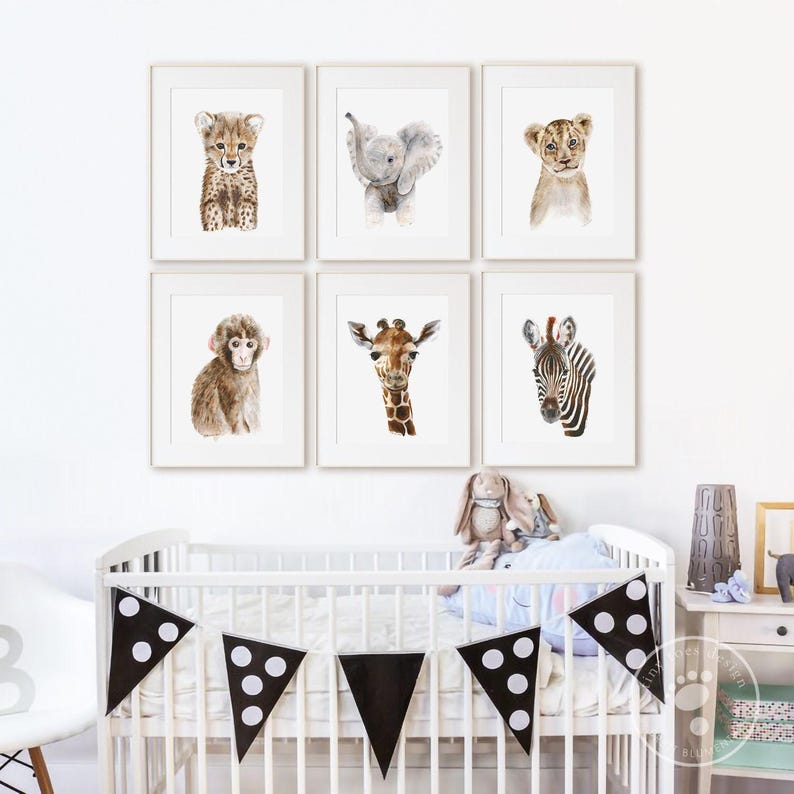 Giraffe Nursery Art, Safari WatercolorPlayroom Decor image 9