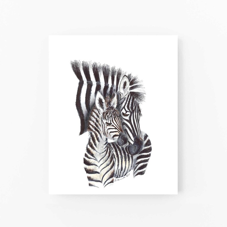 A black and white illustration of a zebra with its head and neck close together, appearing to be embracing or nuzzling the other zebra.