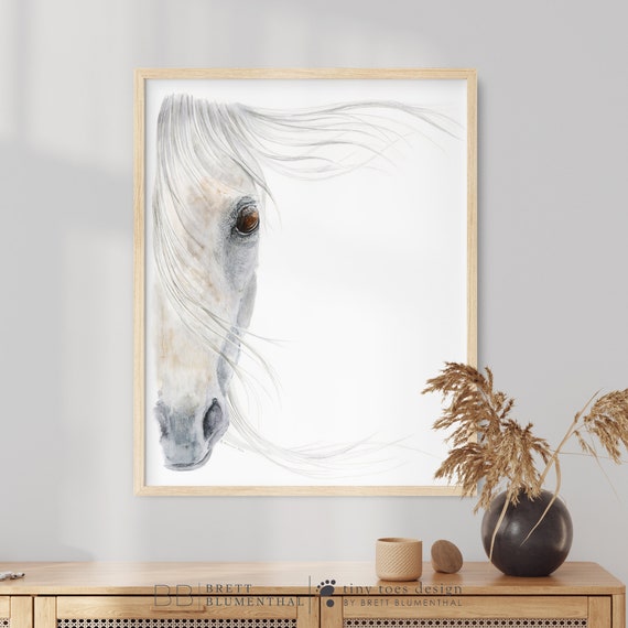 Arabian Horse, Horse Watercolor Print, White Horse Art, Horse Print, Cavallo Wall Art, Horse Country Painting, Southwest Home Decor