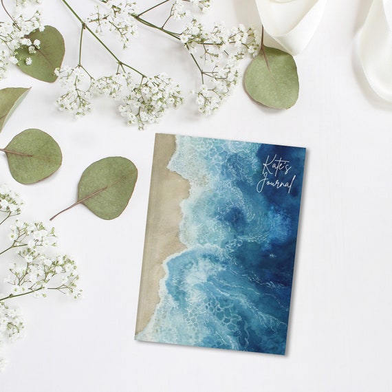 Personalized Ocean Journal, Personalized Gift, Mother's Day Gift, Custom Notebook, Beach Diary Book for Her, Coastal Journal, for Her