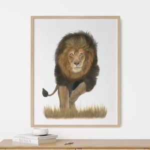 Lion Painting, Safari Wall Art, Lion Art Print, African Animal Print, Africa Safari Art, Home Wall Decor Print, African Nursery Decor