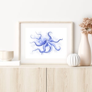 Octopus Wall Art Sea Life Art Blue Octopus Art Ocean - Etsy