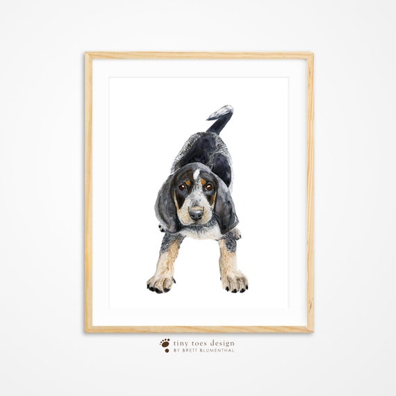 watercolor art digital download printable dog poster American coonhound print nursery decor dog wall art dog painting