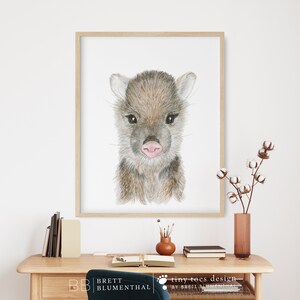 Baby Javelina Art, Southwest Nursery Decor, Javelina Watercolor, Javelina Painting, Desert Animal Print, Baby Animal, Central America image 2