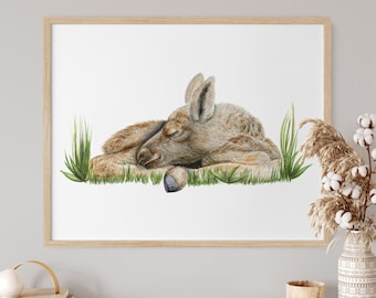 Moose Nursery Decor, Woodland Nursery Art, Watercolor Moose Print, Moose Gift, Canadian Moose Painting, Moose Art Print, Baby Animal Print