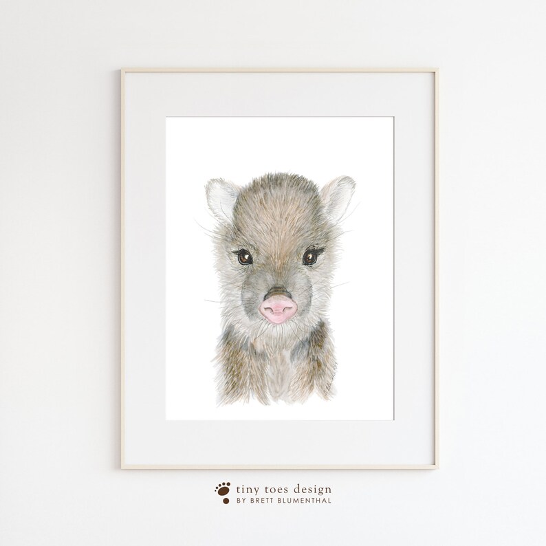 Baby Javelina Art, Southwest Nursery Decor, Javelina Watercolor, Javelina Painting, Desert Animal Print, Baby Animal, Central America image 3