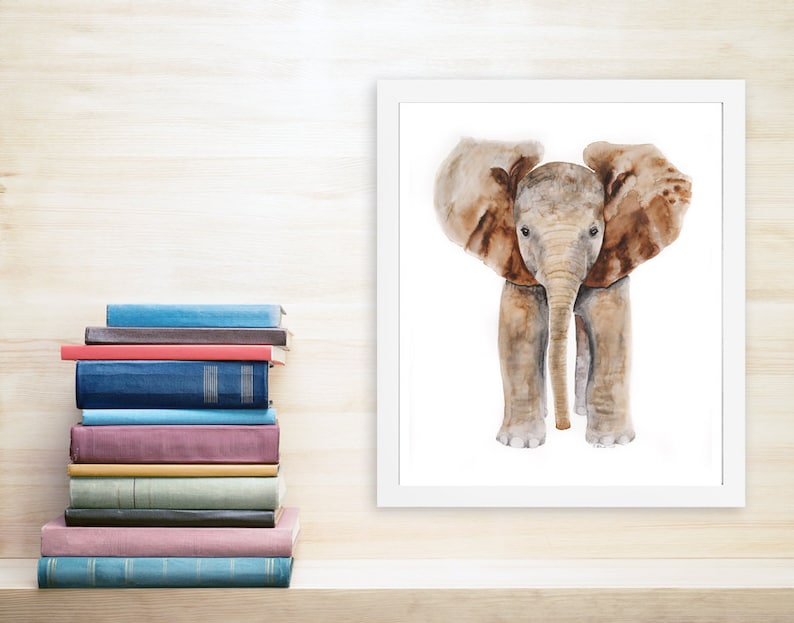 Elephant Art Nursery Art Baby Elephant Elephant Watercolor Etsy