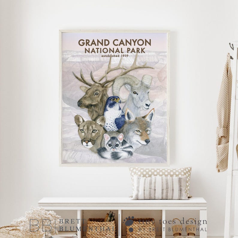 Arte de parede do Parque Nacional do Grand Canyon, impressão de vida selvagem do deserto imagem 6