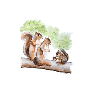 Woodland Animal Family Print Set of 6, Nursery Wall Art image 6