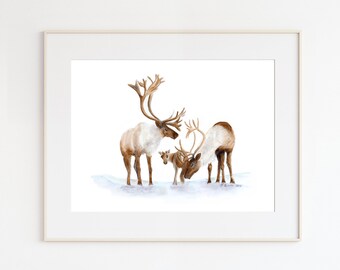 Rentier Illustration, Rentier Illustration, Geschenk zur Geburt, Geschenk zur Muttertag, zum Geburtstag, Weihnachten, Muttertag, Vatertag, Weihnachten