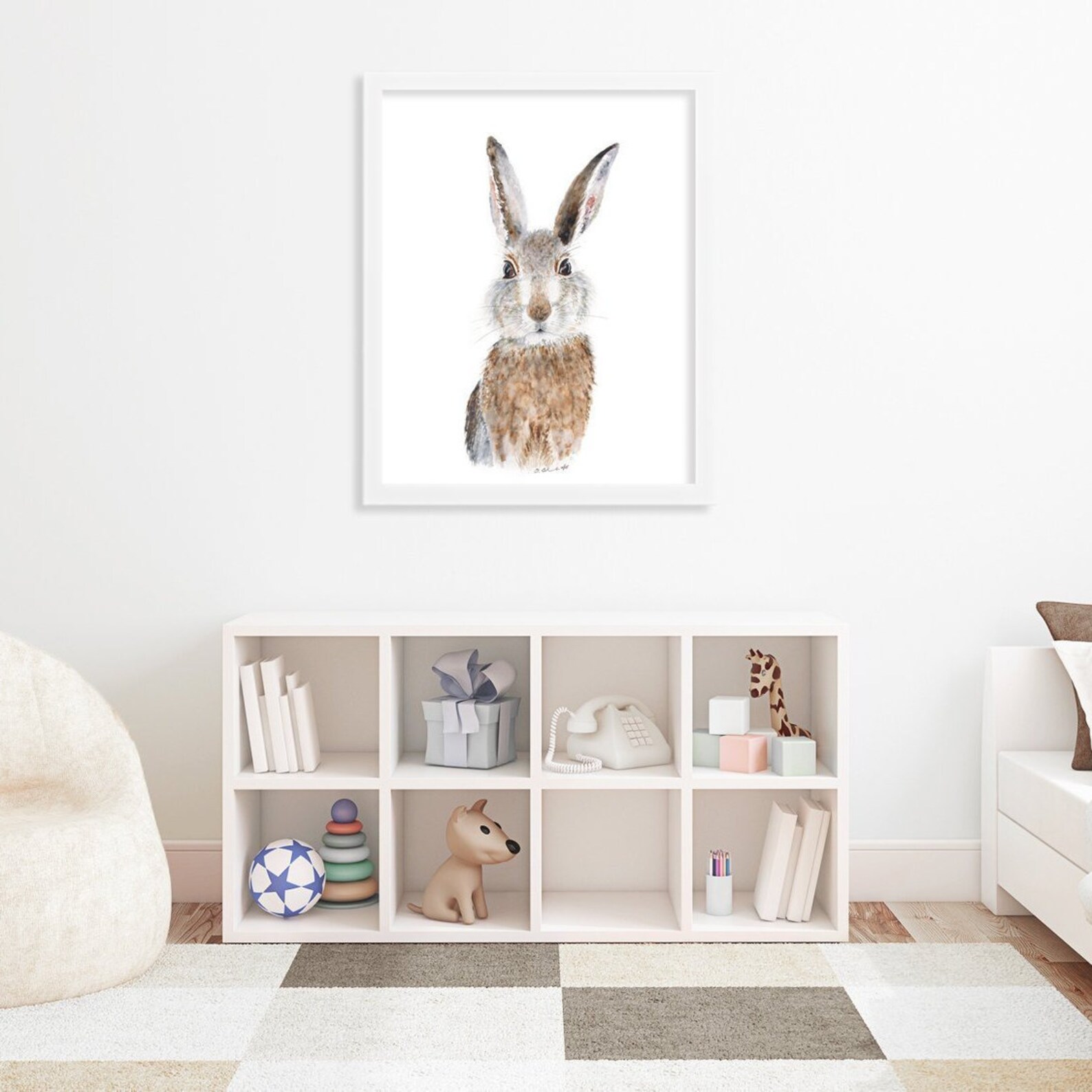 Bunny Rabbit Nursery Decor Woodland Nursery Picture Bunny Etsy