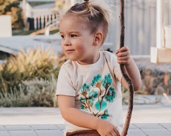Native Kangaroo Paw - Unisex Organic Kid's Tshirt - Australian Toddler Tee Baby Clothing Ethical