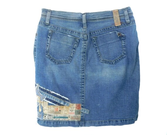 patchwork Denim Skirt-Upcycled Women's Jean Skirt… - image 2