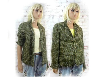 women's green jacket -ladies' dress jacket -elegant jacket - Boho jacket - lined jacket -- 90's jacket - women's blazer -    # 5