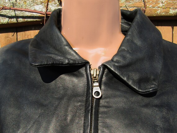 Vintage Leather jacket Women, Short black Leather… - image 3