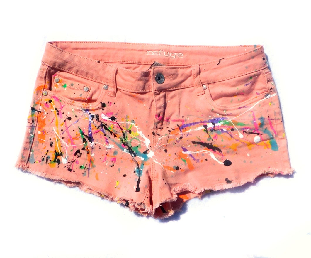 ★codegraphy★ Women's Pigment Dying Colorful Denim Shorts C Color Denim Shorts Women -size 28 Waist Shorts Women -short