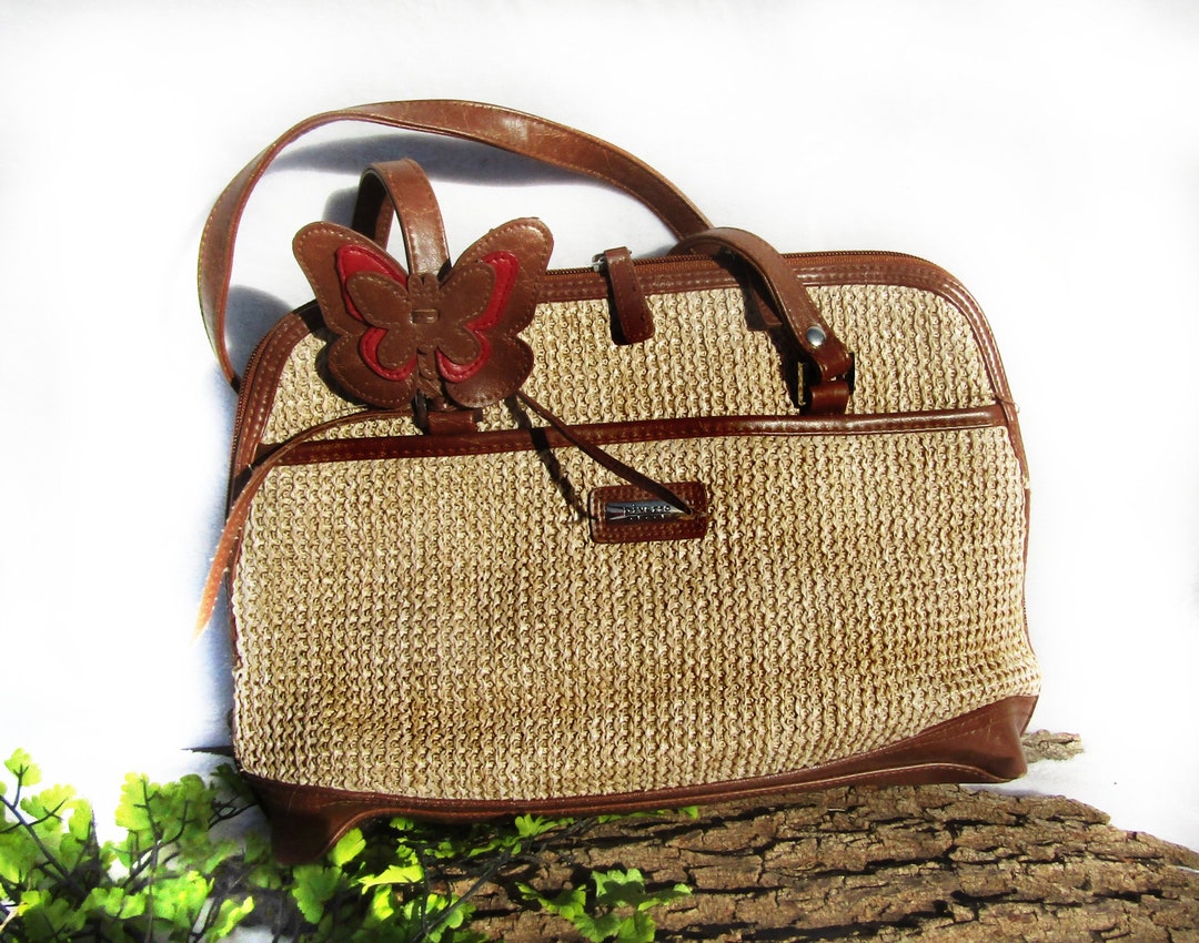 Vintage Straw Leather Handbag Diverso Handbag bohemian Stylish Bag