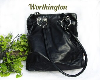 Vintage Vegan Leder schwarze Handtasche - Schultertasche - Boho Tasche aus Leder, Boho Tasche, Boho Tasche, Hobo Tasche, # 19