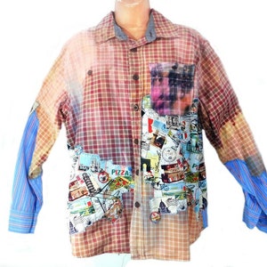 altered flannel shirt women -frayed bleached flannel -Boho hippie flannel shirt- button down flannel shirt -altered flannel shirt