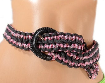 Paracord  belt -Survival Belt - hand made belt - heavy duty belt -pink belt - 550 belt  - # B 4